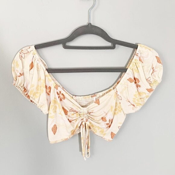 Free People off shoulder scrunch front smocked back cropped bra top - XS - Picture 1 of 7